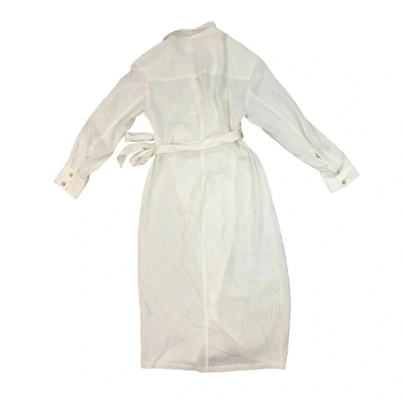 H&M Linen Blend Wrap Shirt Dress NWT  | Cream | Size S - Picture 4 of 6